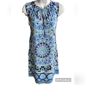 London Times Womens Blue Paisley Sleeveless Sheath Dress Size 4